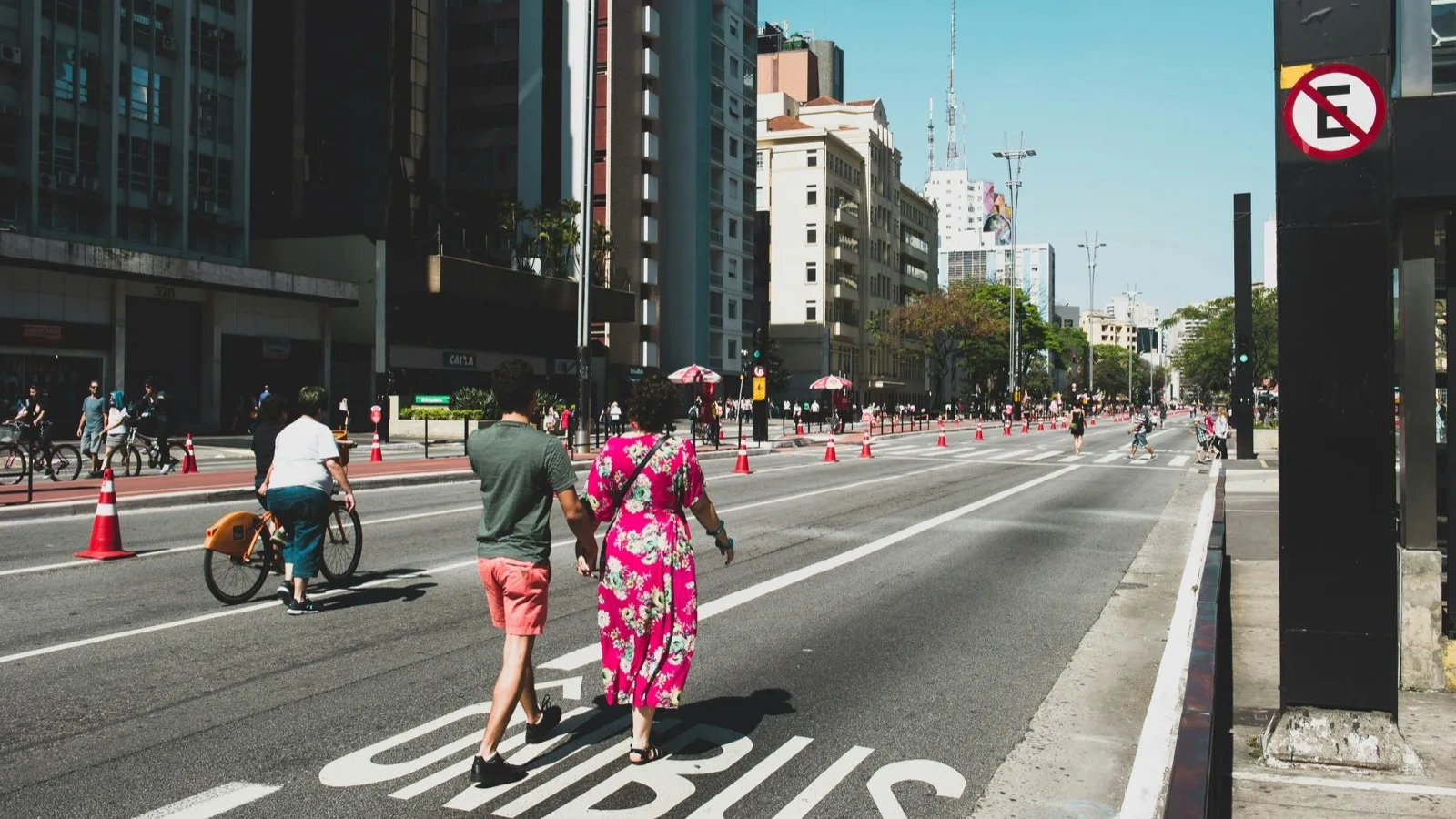 People walking on a street in Brazil