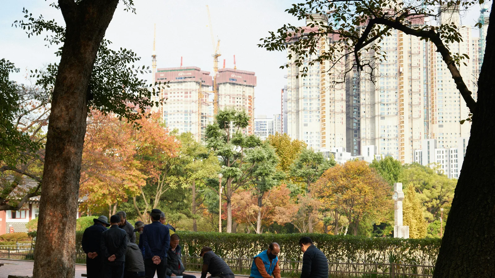 People on a park bench in Daegu