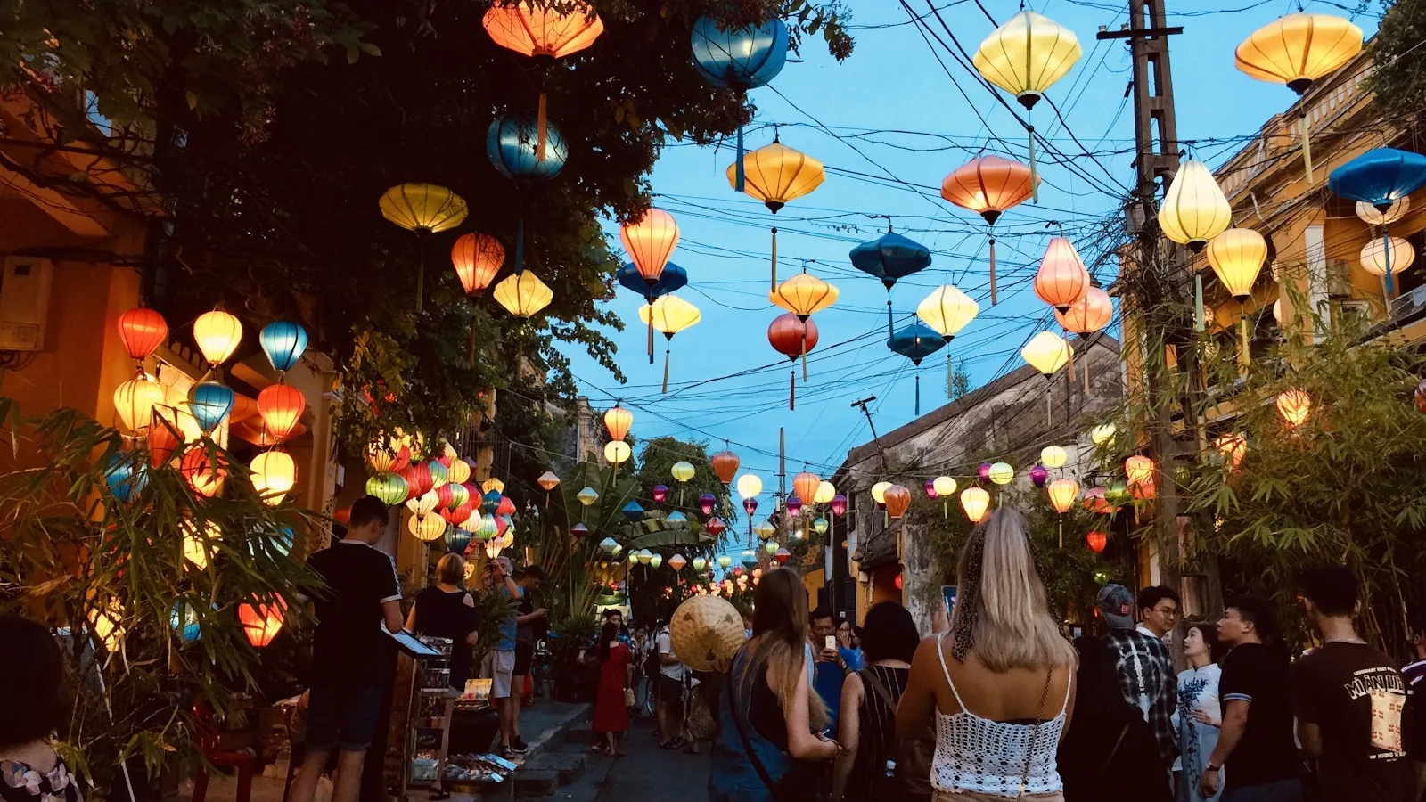 Paper lanterns over a street in Hoi An