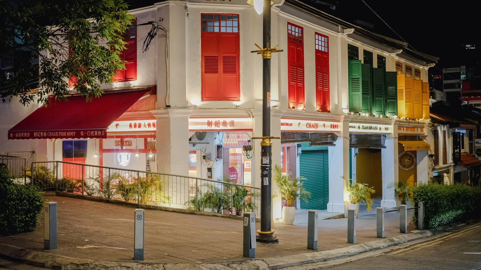 Colourful shopfronts in Johor Bahru