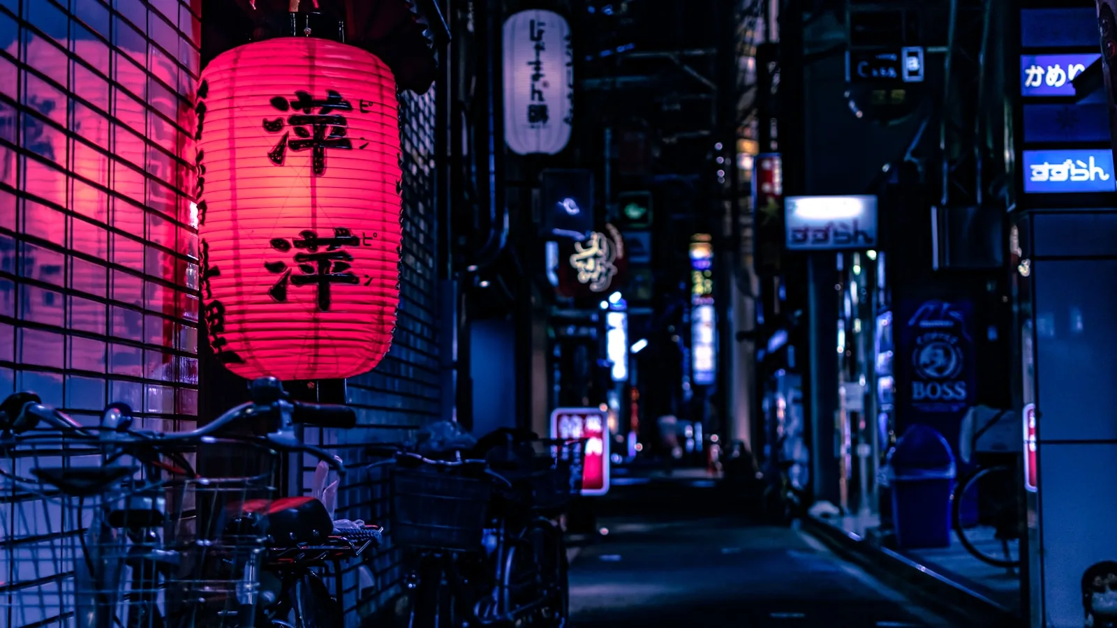 A lantern-lit alley in Kyoto