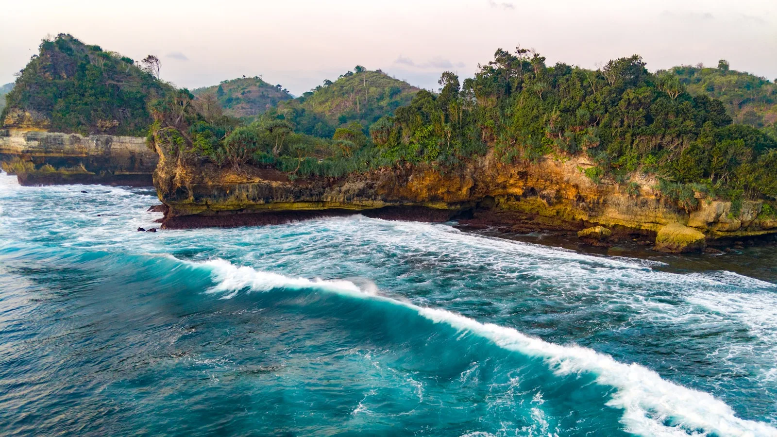 A rocky coastline in Malang