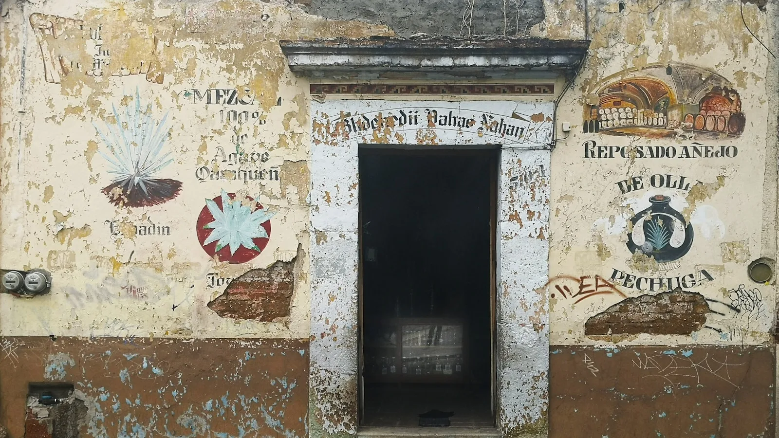 A painted doorway in Oaxaca City