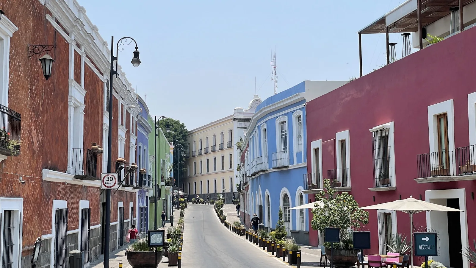 Colourful buildings in Puebla