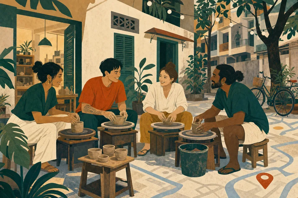 A newcomer joining a neighborhood pottery workshop